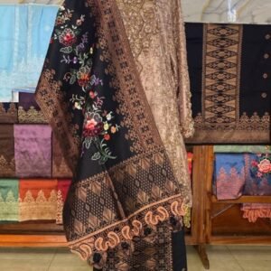 Songket Coklat Corak Bunga Teratai