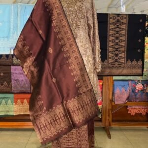 Songket Coklat Jingga Corak Emas