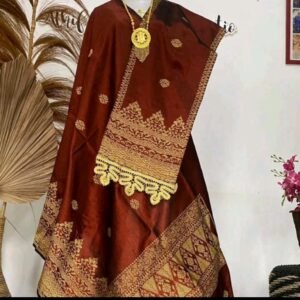 Songket Merah Tua Ukiran Emas